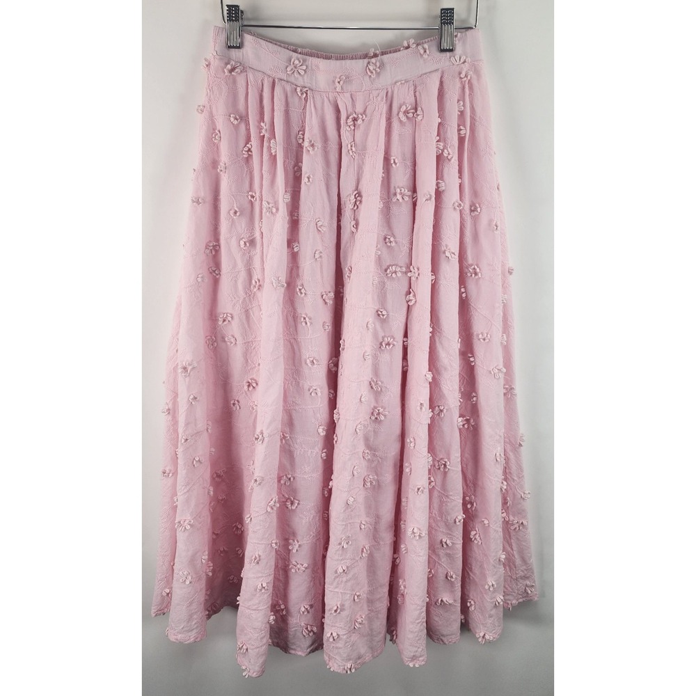 Altard State Stacey Embroidered Midi Skirt Women's M Pink Whimsy Fairy Core